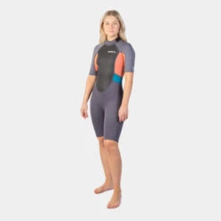 GUL Response Ladies 3/2mm Flatlock Shorty Wetsuit - Grey Coral -Water Sports Supplies gul response shorty women grey coral 2 500x500 1